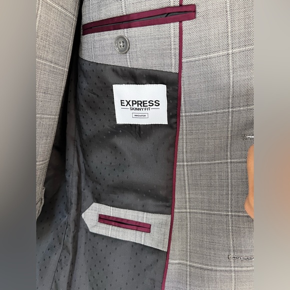 EXPRESS skinny fit, wool-blend, men’s Grey suit jacket and pants - Picture 6 of 10